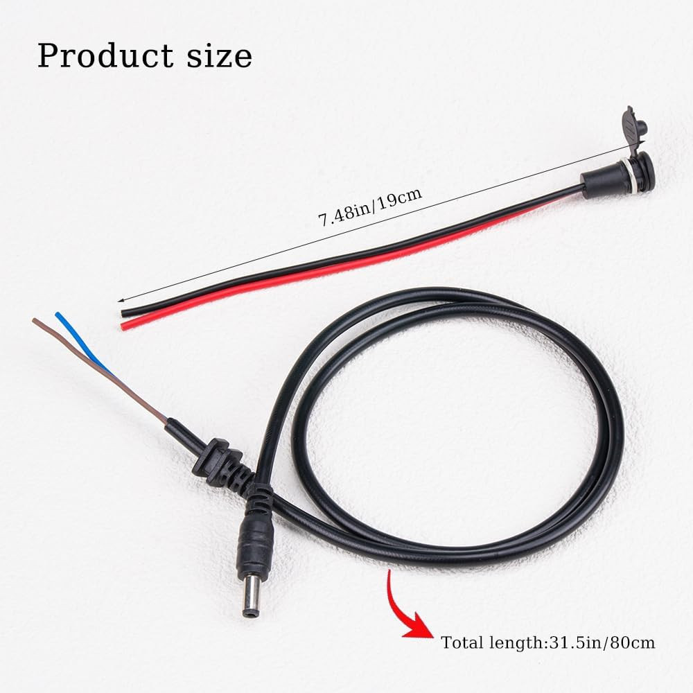1Set Charging Wire 2.1mm DC Connector for 36V 48V 60V Electric Ebike Black