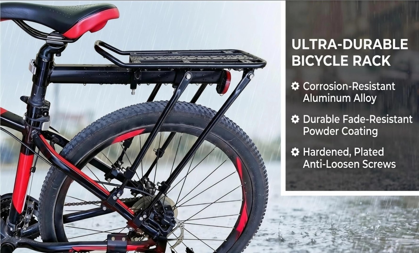 COMINGFIT 180lbs Heavy Duty Bike Rear Rack Double Strength Cargo Rack MTB