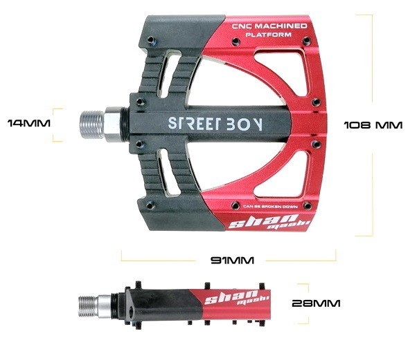 Street Boy 3 Bearing MTB Racing Bicycle Pedal 9/16″ Road Bike Pedals Aluminum