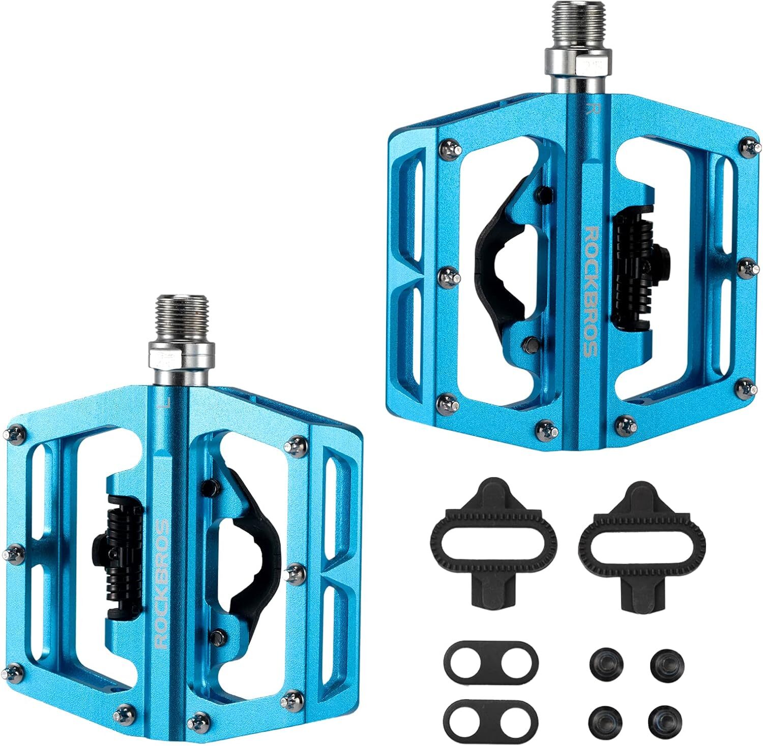 ROCKBROS MTB Clipless Pedals,Single Sided Clip 9/16-Inch Pedals with SPD Cleats