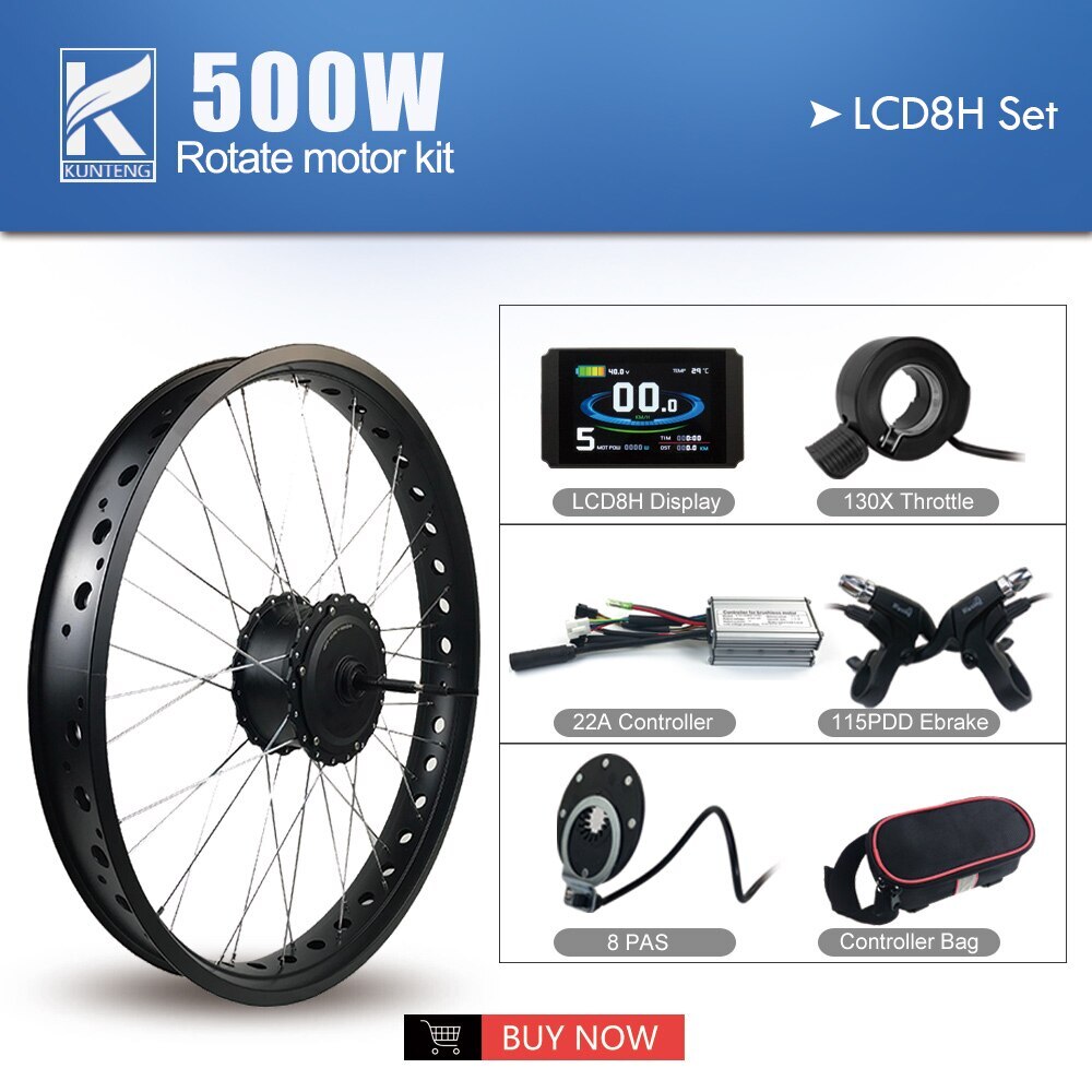 20/26*4.0inch Snow Bike E-bike Conversion Kit 36V 48V 500W Rear Rotate Hub Motor
