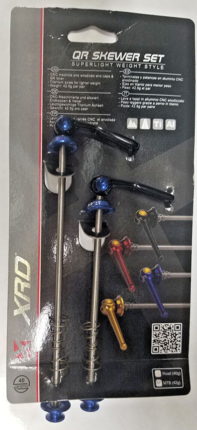 XRD Titanium Quick Release Skewer set MTB-Road blue black 48 grams USA seller
