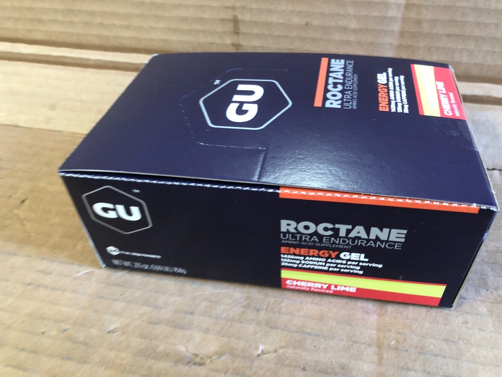 GU Roctane Energy Gel Box of 24 cherry lime Red/Yellow
