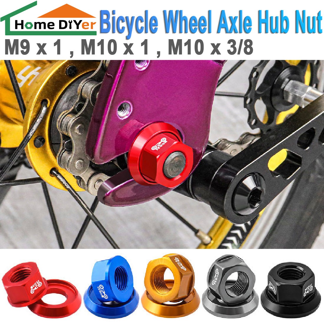 High Performance M9/M10 Wheel Axle Hub Nut Bicycle Lock Nut spacer cover Kit