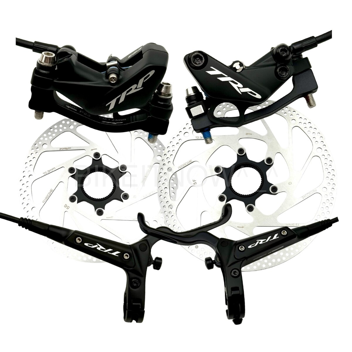 TRP HD-M846 DH-R EVO 4-Piston Hydraulic Disc Brake Set Black 203+180 Rotors F+R