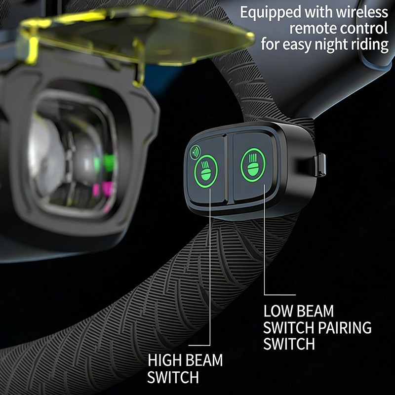 Bike Fog Head Light Wireless Remote Control Rechargeable Night Riding Headlight