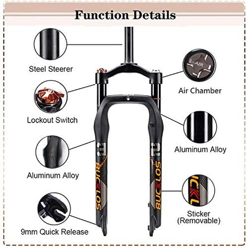 26 x 4.0 inch Fat Bike Tire Air Suspension Fork 120mm Travel, Spacing H