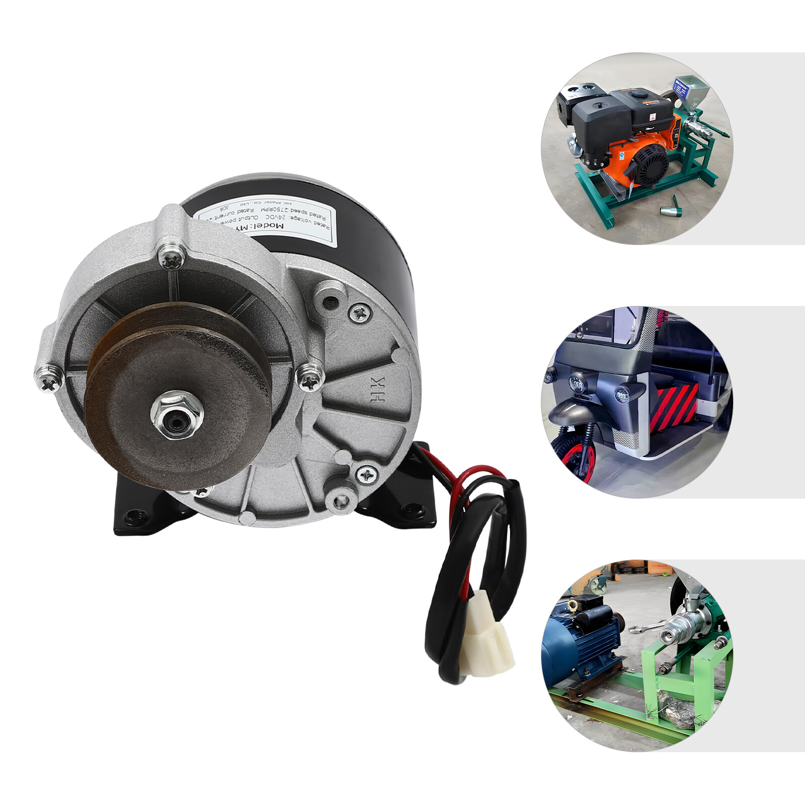 DC Brushed Motor Gear Reduction Electric Motor Gear Motor w/ Belt Pulley 250W