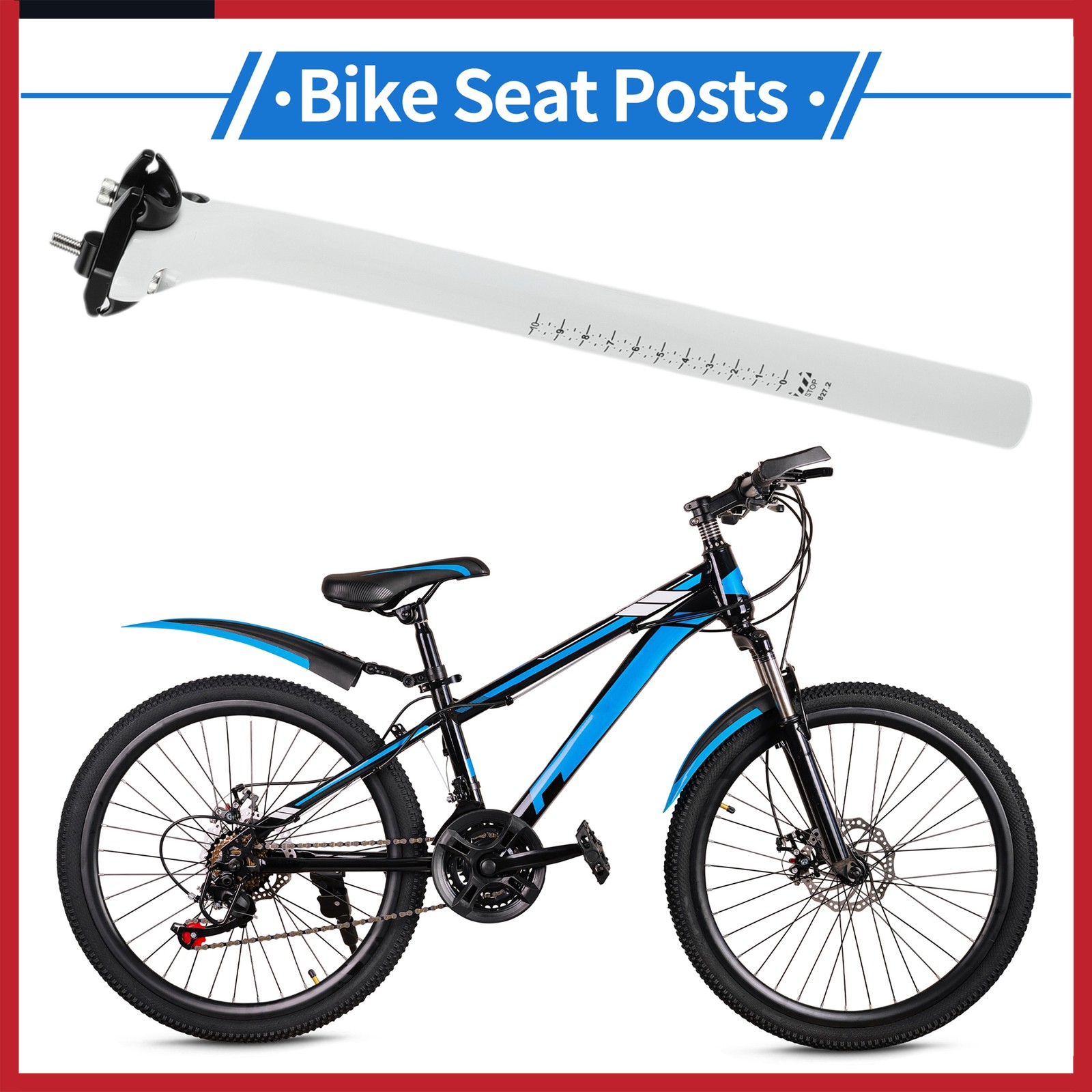 Bike Seat Post 27.2x350mm Lightweight Saddle Post Seat Tube White Carbon Fiber