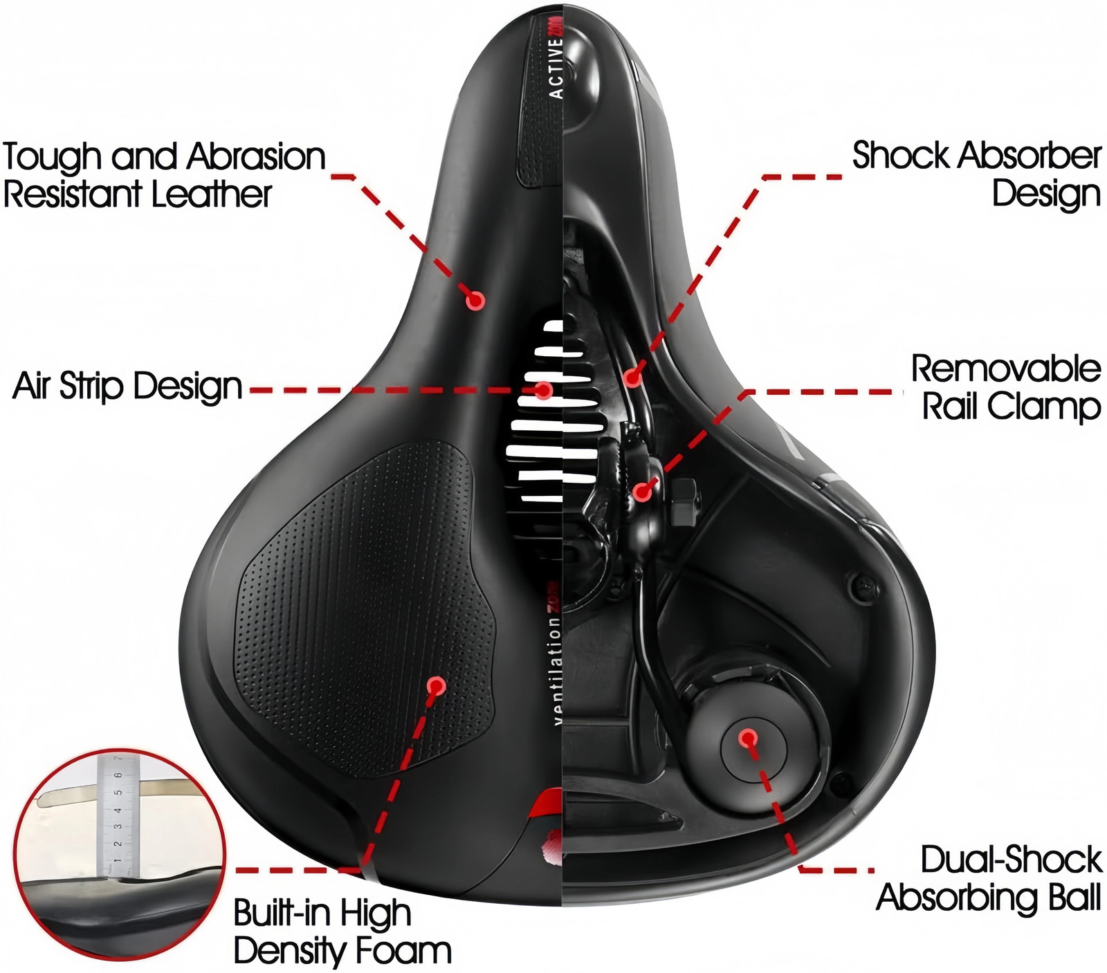 Black Wide Big Bum Bike Bicycle Saddle Seat Gel Cushion Sporty Soft Comfort Pad