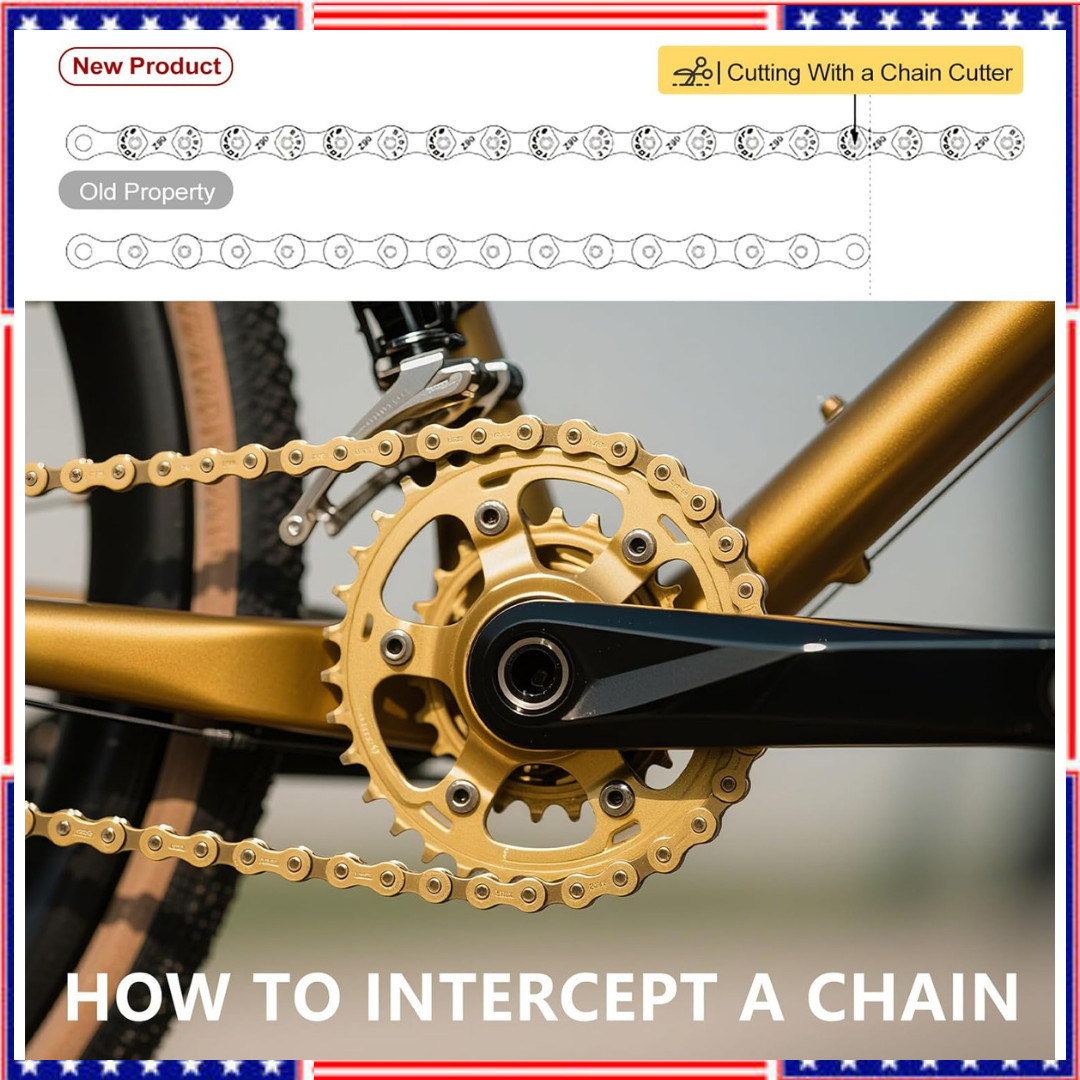 6 7 8 Speed Bike Chain Heavy Duty Steel for Road Mountain Bikes Gold 116 Links