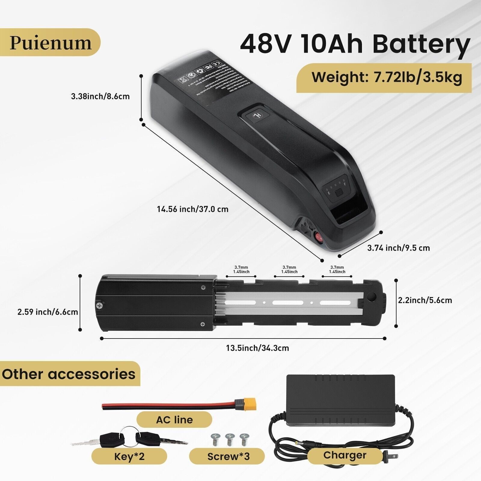 52V 48V 36V 10Ah 15Ah 20Ah 0-2000W Ebike Battery for Electric Bike Lithium 5Pin
