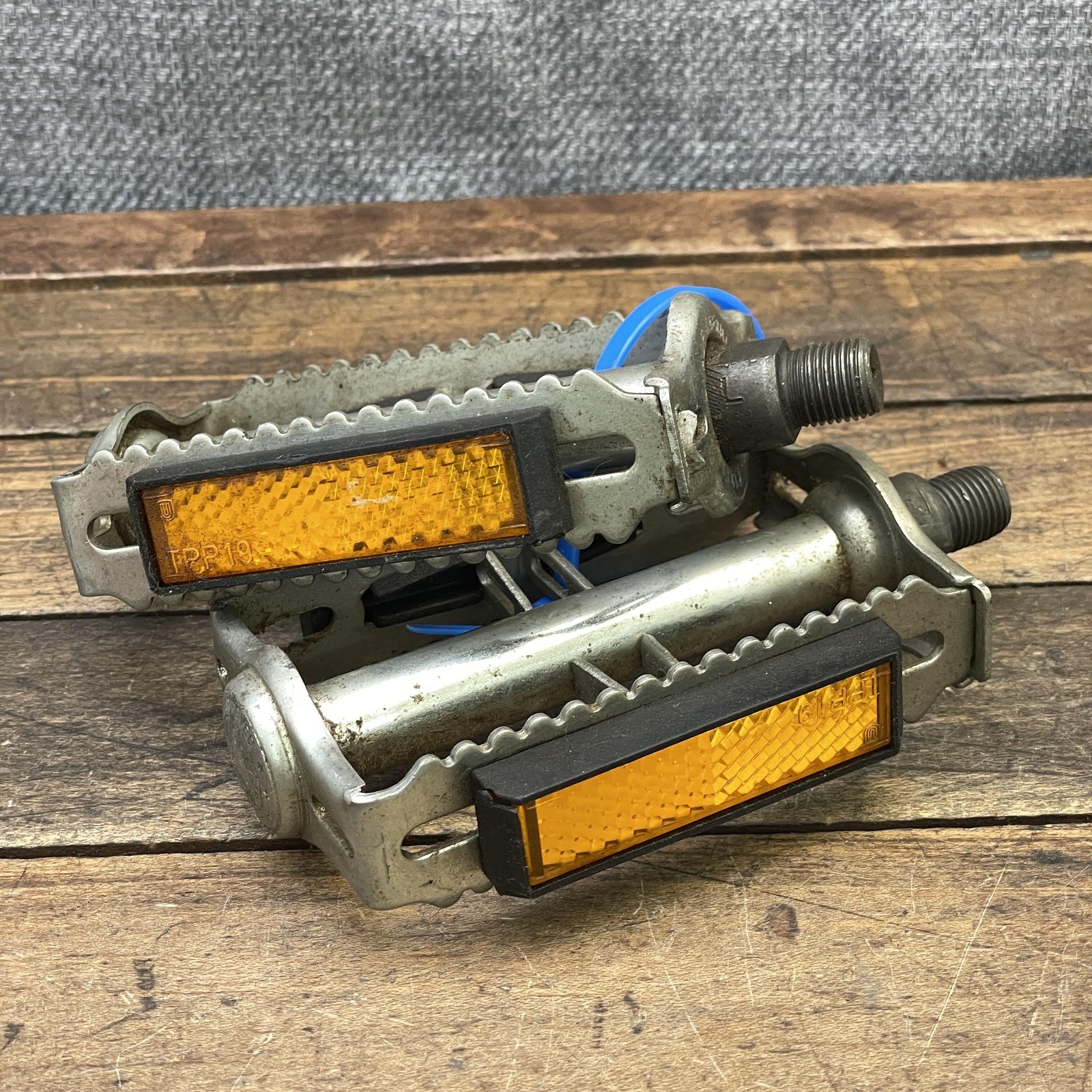 Vintage Schwinn Approved Rat Trap Pedals 1/2 Reflector Germany BMX Klunker