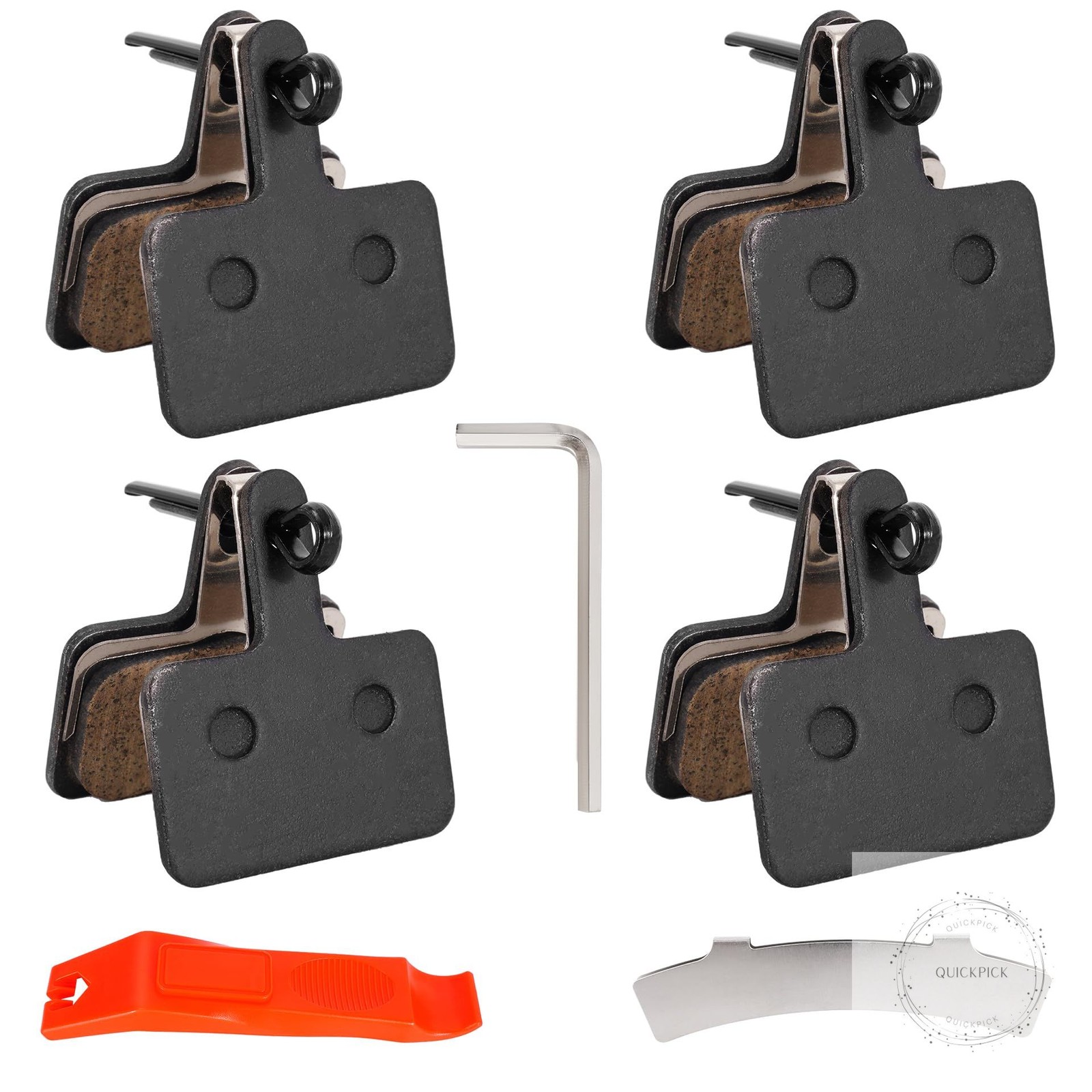 4 Pairs Metal Premium Ebike Brake Pads, Noise Free Disc Brake Pads with Installa