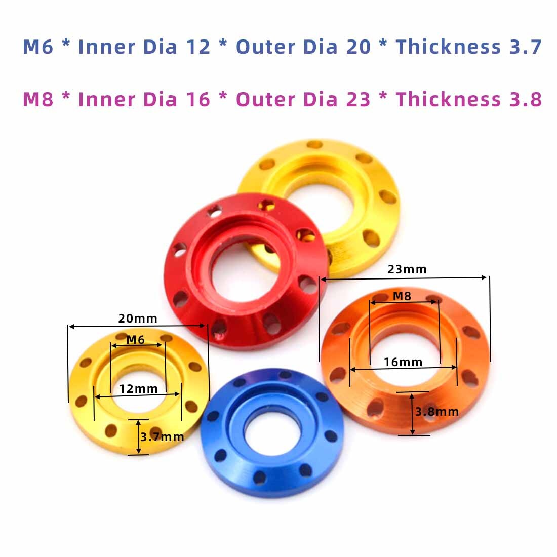 M6 M8 Aluminum Alloy Washer Pedal Titanium Drilled Spacer Gaskets for Motorcycle