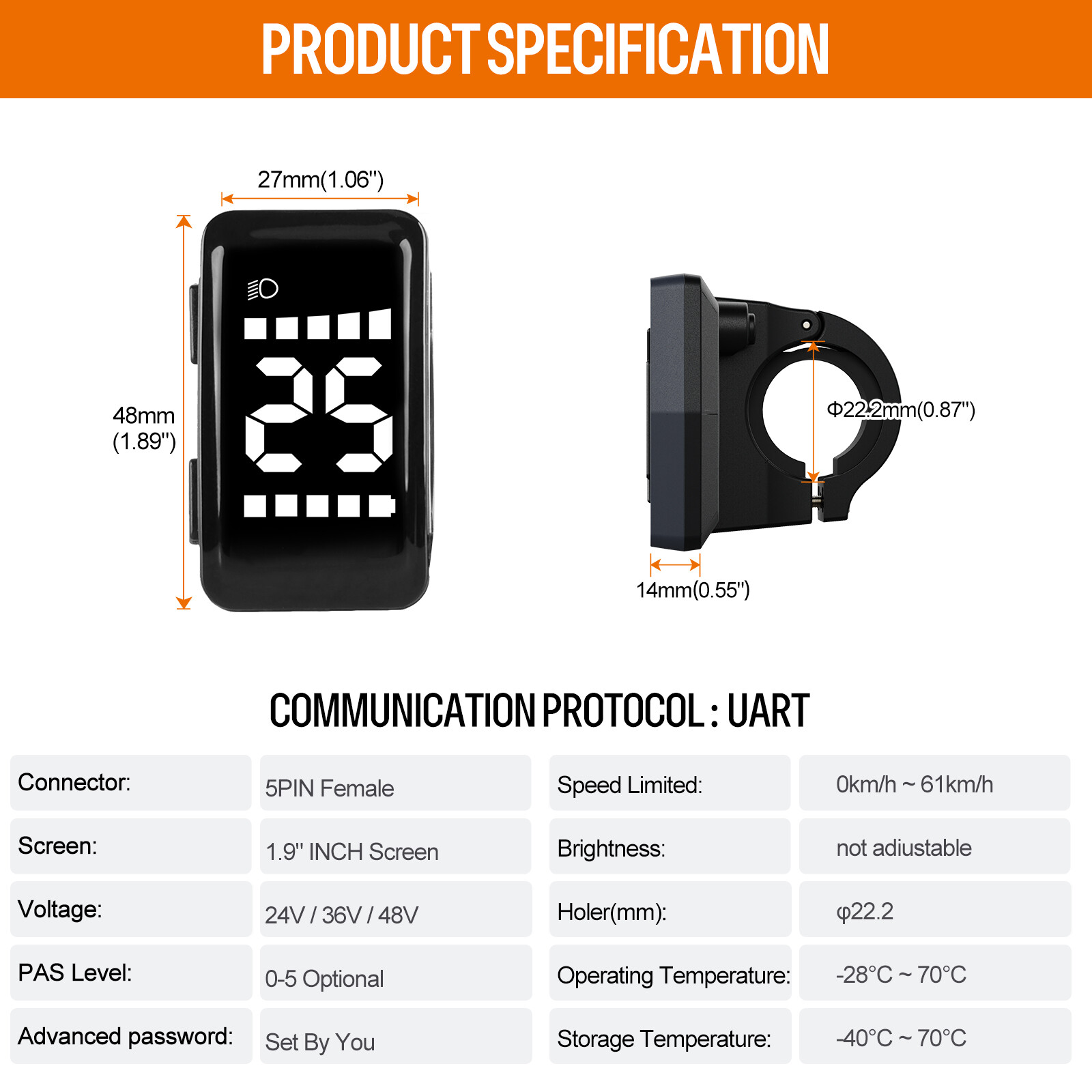 Electric Bike Multi Display EKD01 P860ML UART for Bafang BBS HD Mid Drive Motor