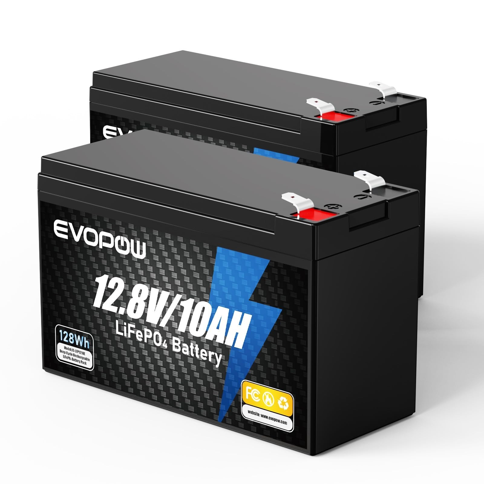 2 Pack 12V 10Ah LiFePO4 Battery, 5000+ Cycles Lithium 12V 10Ah Battery Built-…