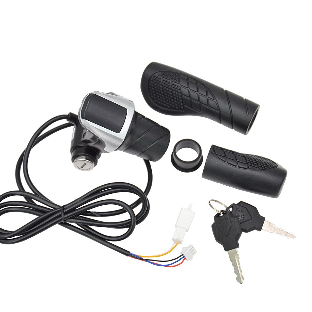 36V/48V EBike Electric Bicycle Split Throttle Handle Twist Grip w/ Power Display