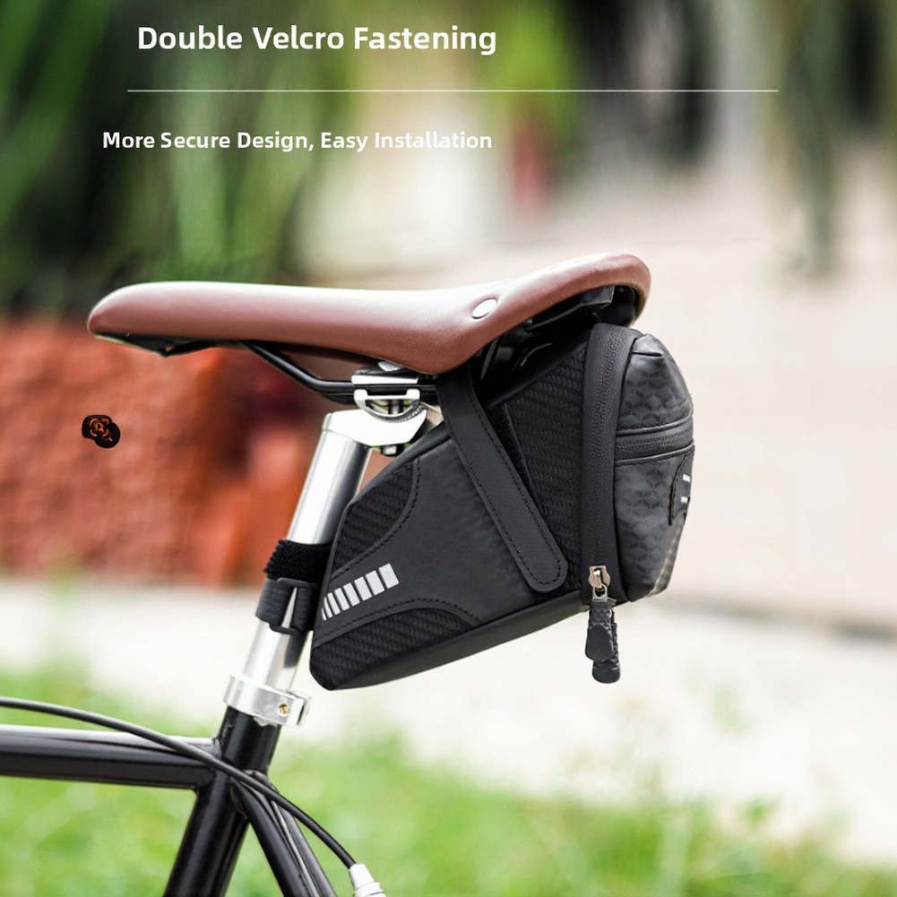 Reflective Black Bike Under Seat Bag 22x13x10cm Fits Pump Wallet Patch Kit