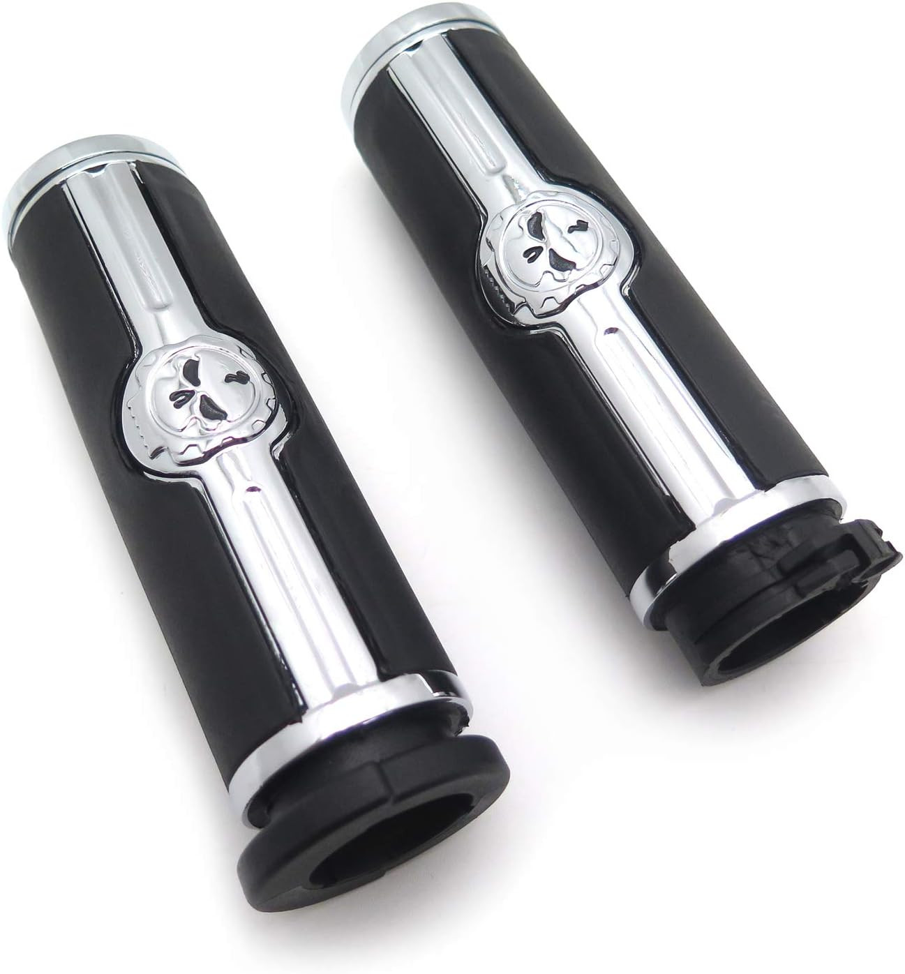 Xkmt-Chromed Handlebar Skull Grips to Compatible with 96-07 Touring Models And96
