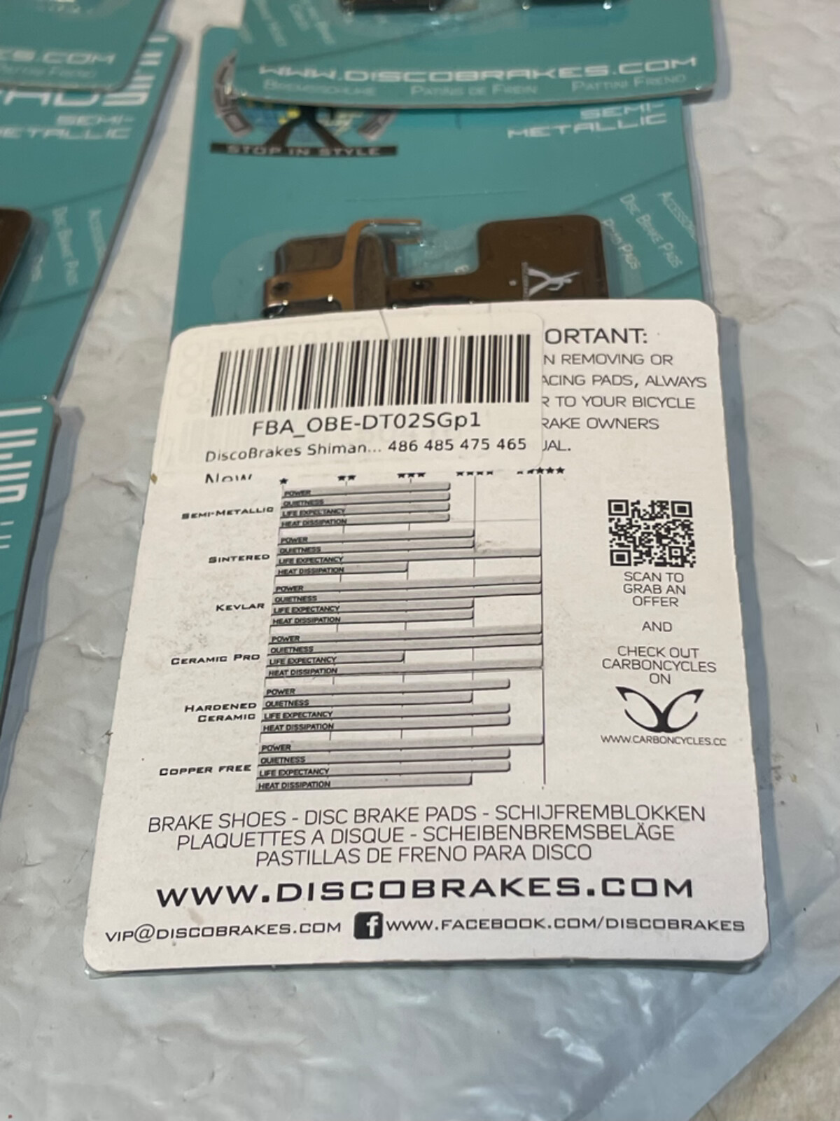 6 Pair DiscoBrakes Pads for Shimano Deore Disc Brake BR-M525 M475 M465 (S4)