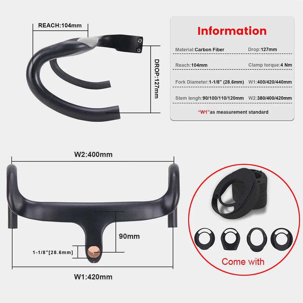 Road Bike Full Internal Routing Racing Drop Carbon Handlebars with Spacer