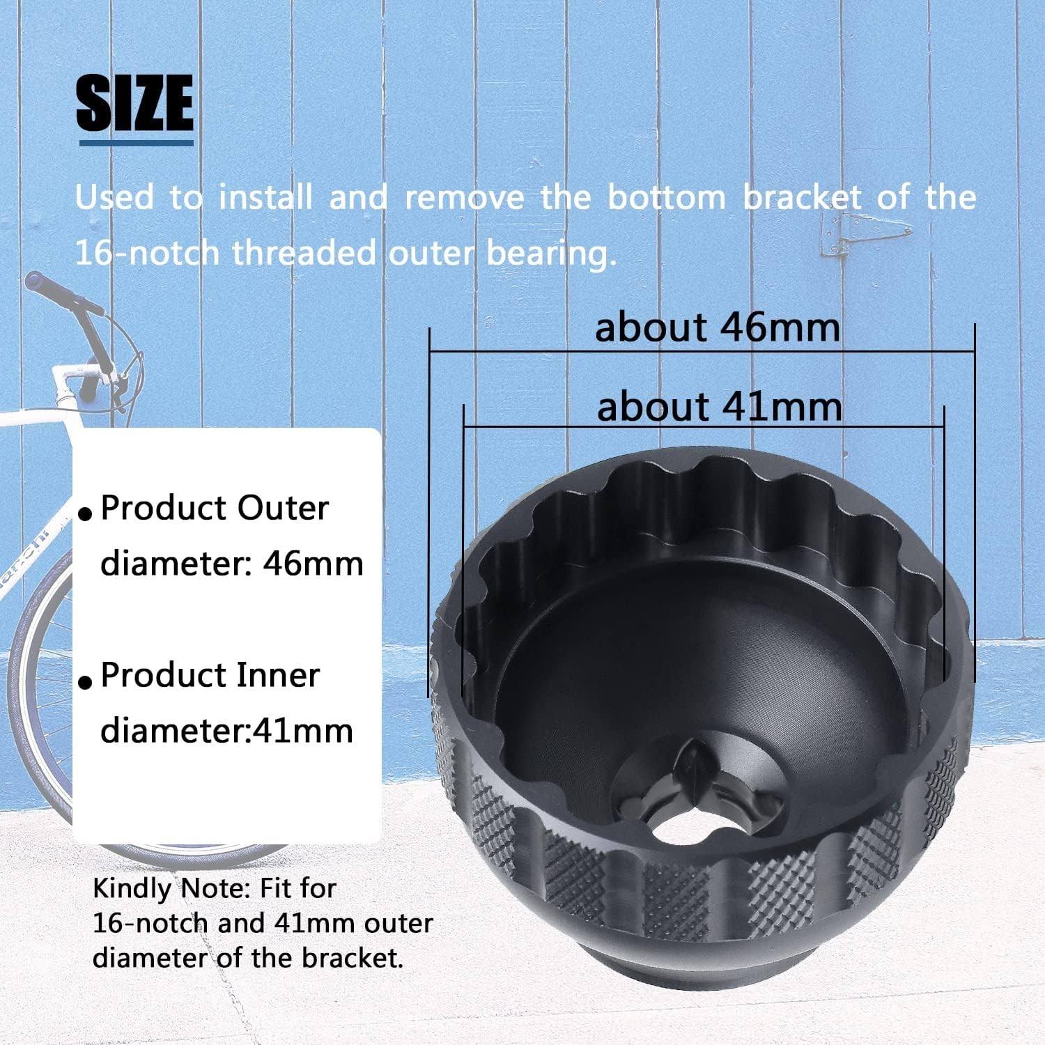 16-Notch Bottom Bracket Tool Bottom for Shimano BBR60 MT-800 for BBT-59.2 balck