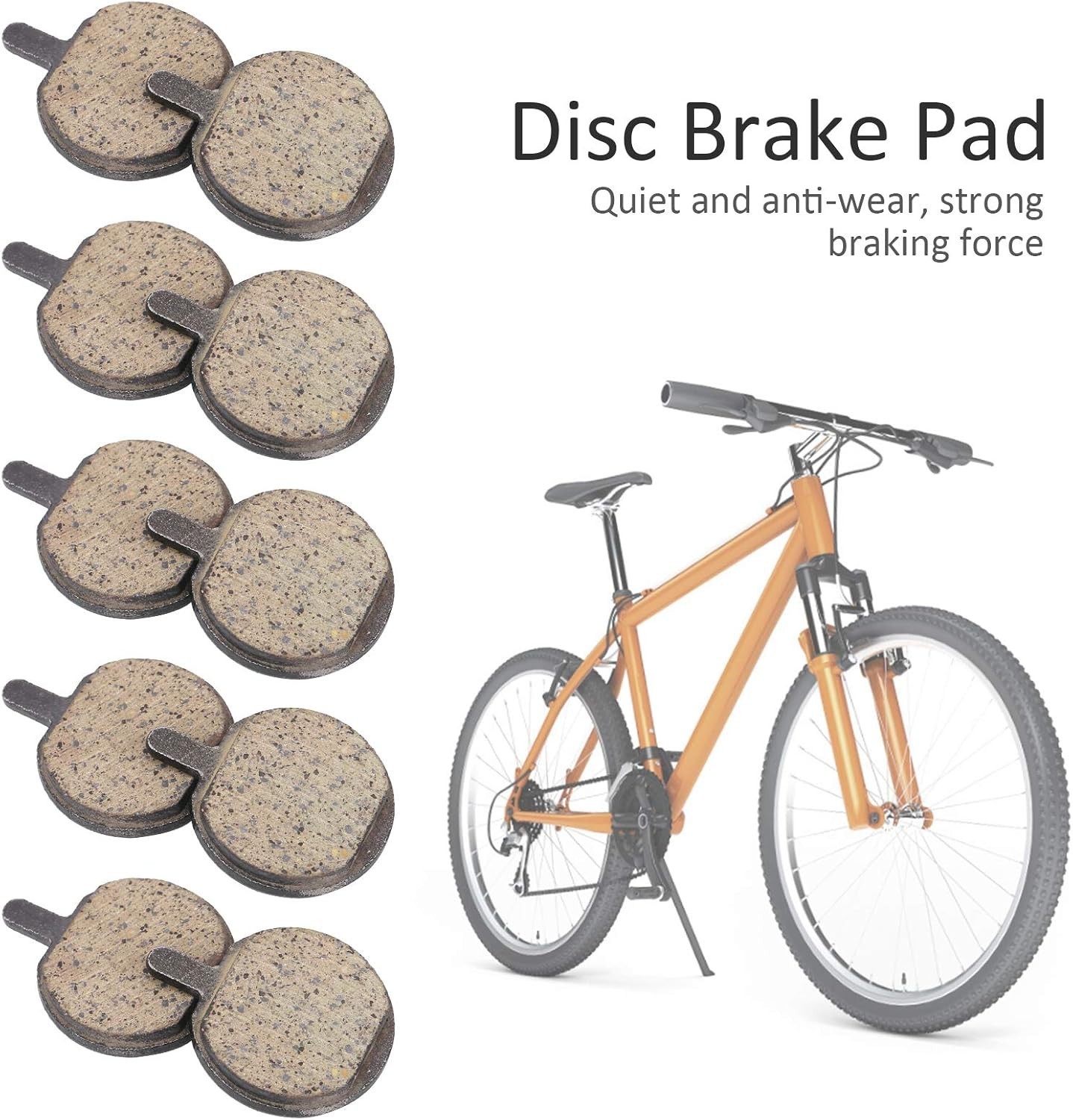 Bike Disc Brake Pads Resin Semi Metal 5 Pairs Low Noise Smooth Braking Kit