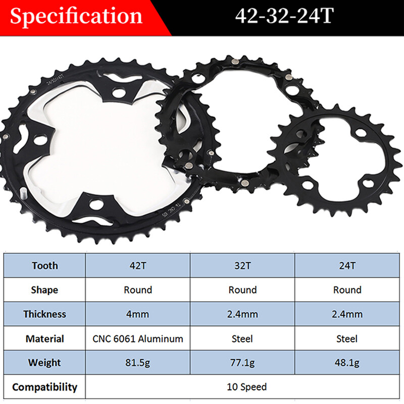 Bucklos 64/104BCD Bike Chainrings 22-44t Double/Triple MTB Chain Ring Sprockets