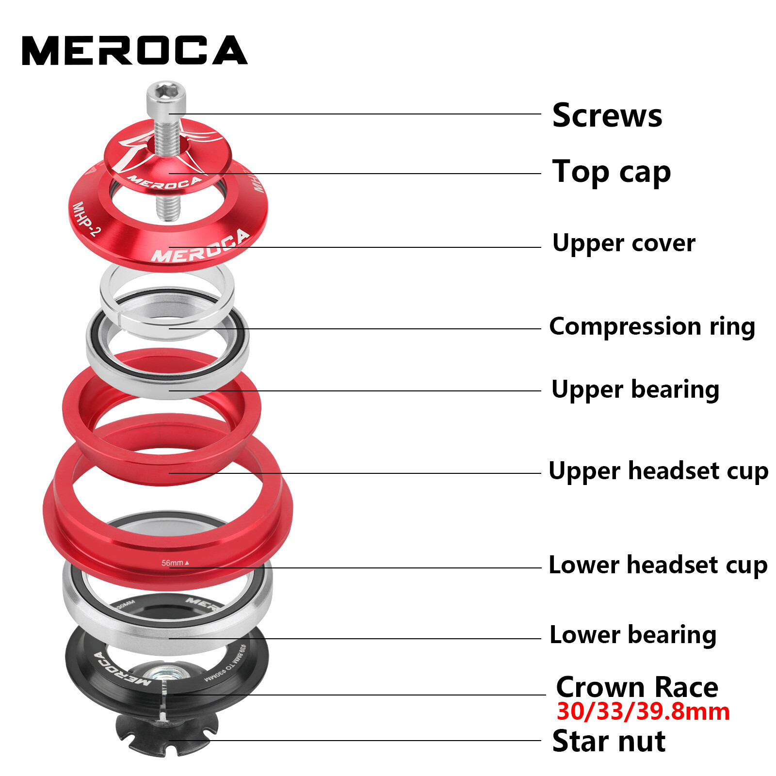 Sealed Bearing Headset 44/44-50.6/44-55/44-56mm 1-1/8″ for 30/33/39.8mm Fork