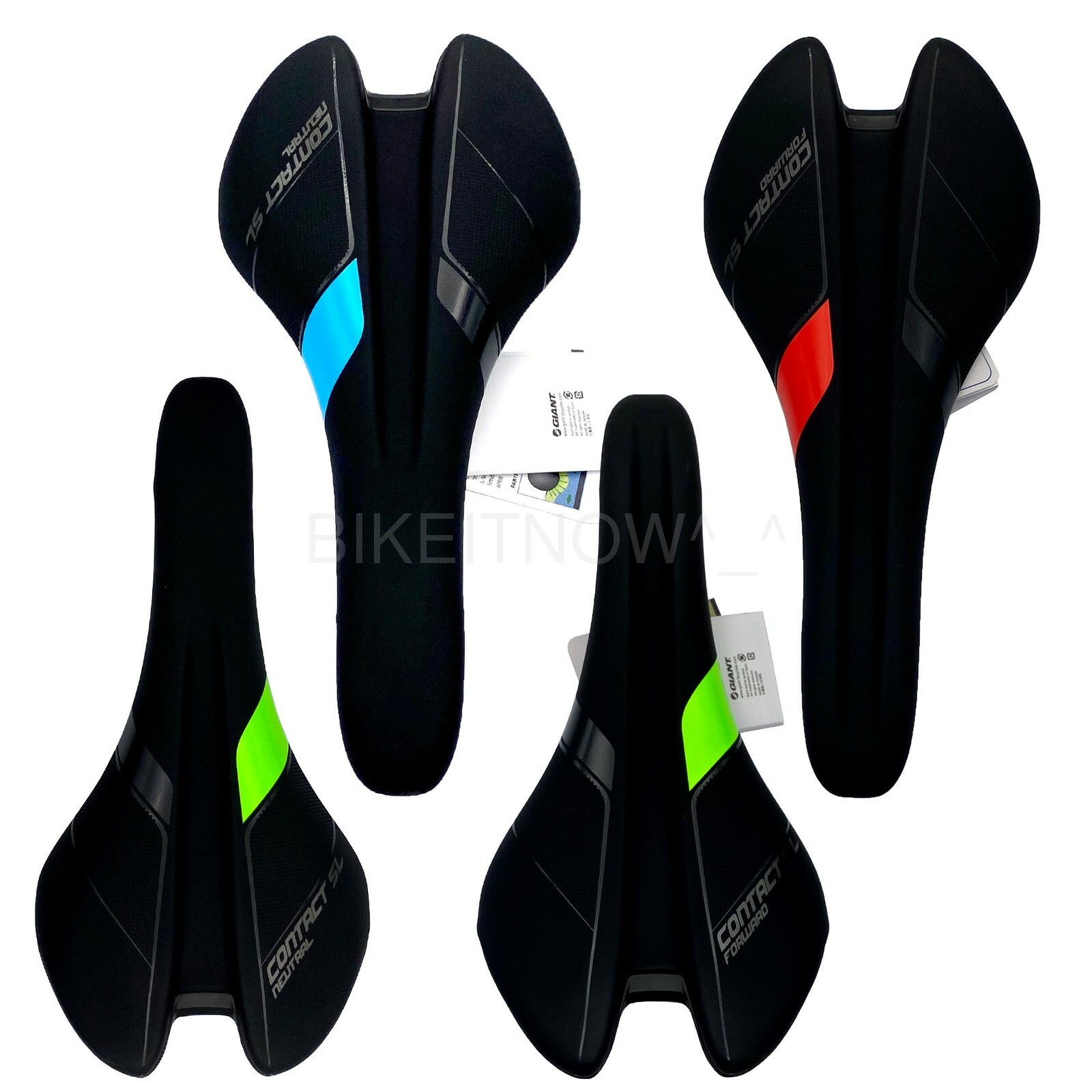 New Giantt Contact SL Neutral / Forward Road Bike Saddle Black/Green/Red/Blue