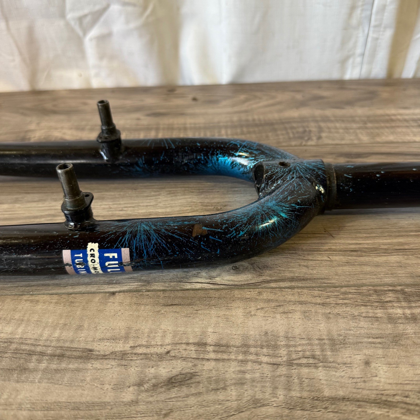 Vintage 90s  1 1/8 Threaded MTB Fork 26 150mm 395 Axle-Crown Back Blue Sparkle