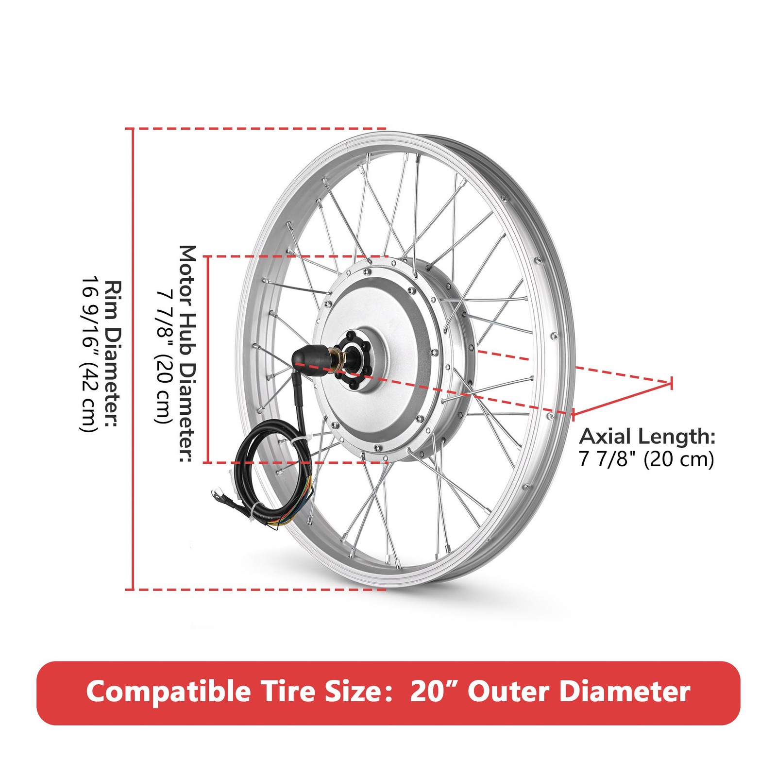 Yescom Electric Bicycle Motor Conversion Kit for 20″ 750W 36V E-bike Rear Wheel