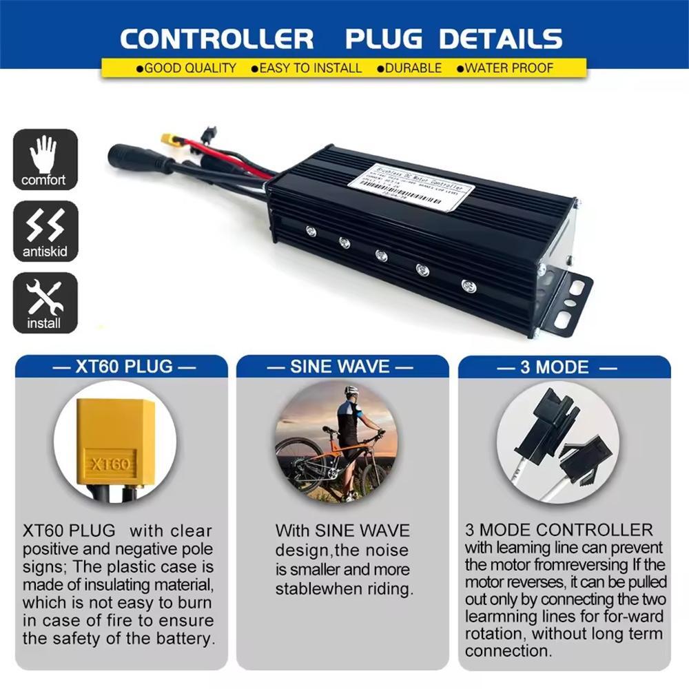 E-bike 17A 26A 30A 3-Mode Sine Wave Controller 36V 48V 250W-1000W w/ Display Set