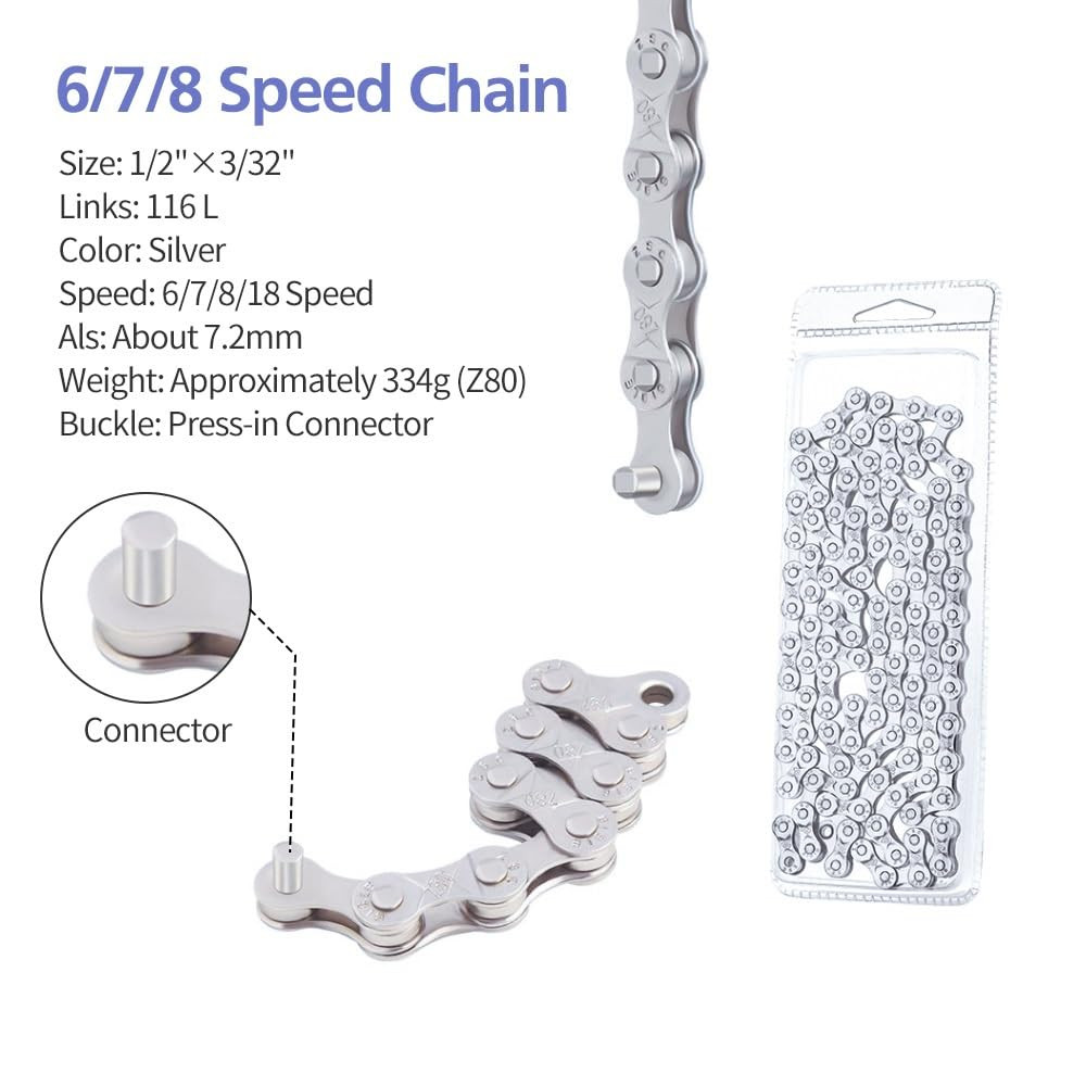6/7/8 Speed Bike Chain, Bike Chain for Road Mountain Racing Cycling
