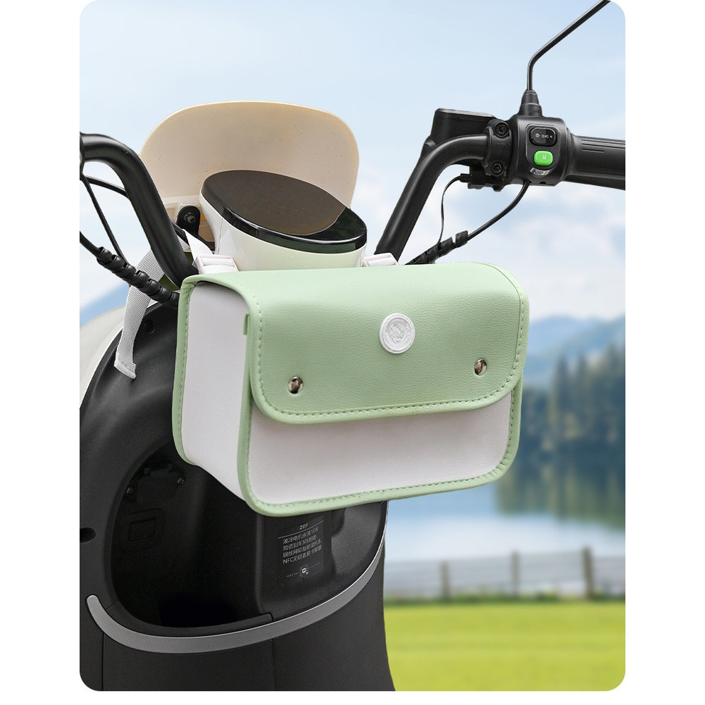 Waterproof Bike Handlebar Pouch 9.65 x 4.33 x 6.69 in Leather Design for E-Bike