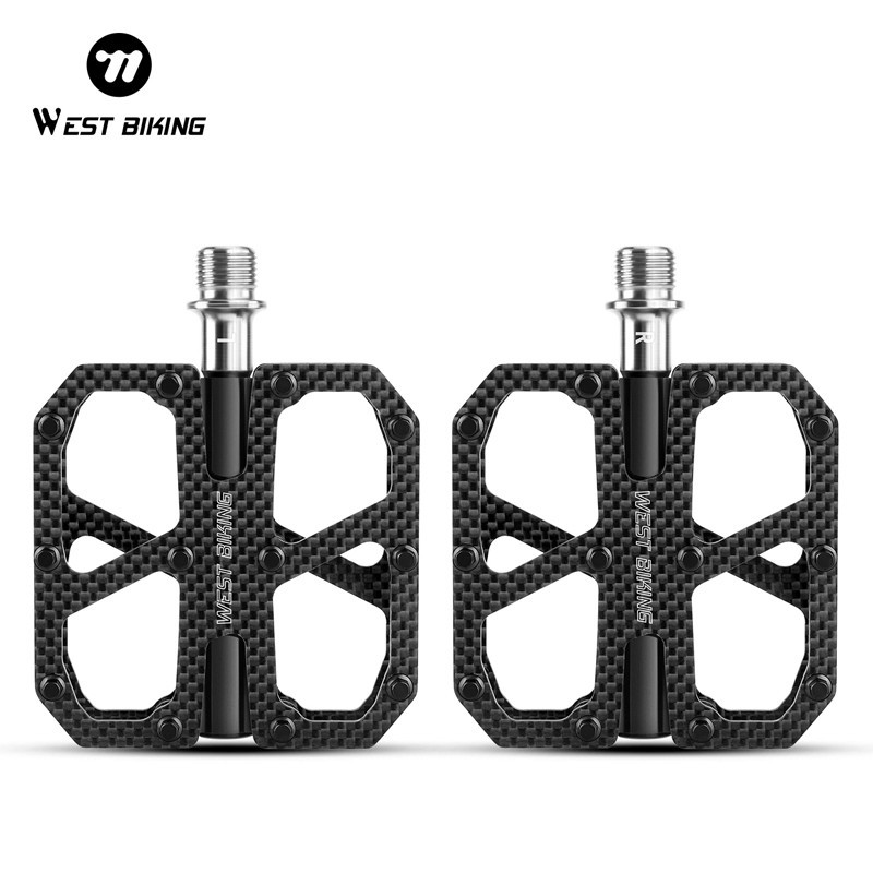 WEST BIKING Carbon Fiber Road Bike Pedals 3 Bearing Titanium Axis Bicycle Pedals