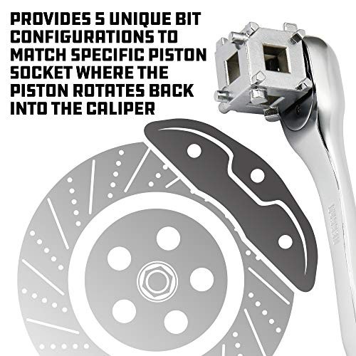 Rear Disc Brake Piston Tool, 3/8-Inch Drive Brake Caliper 1 Count (Pack of 1)