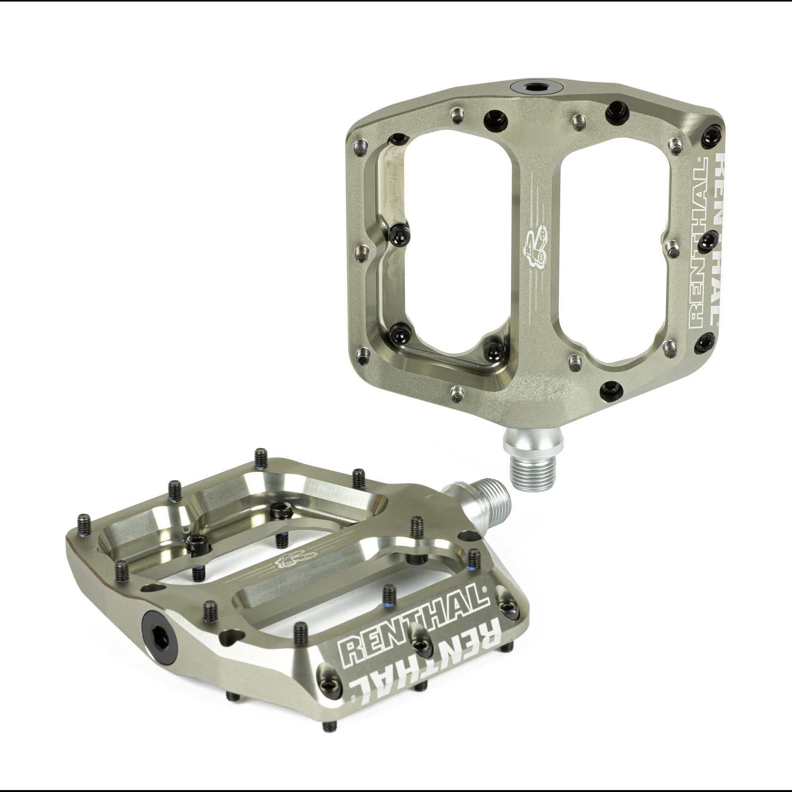 Renthal Revo-F Platform Pedals Body: Aluminum Spindle: Cr-Mo 9/16 Gold
