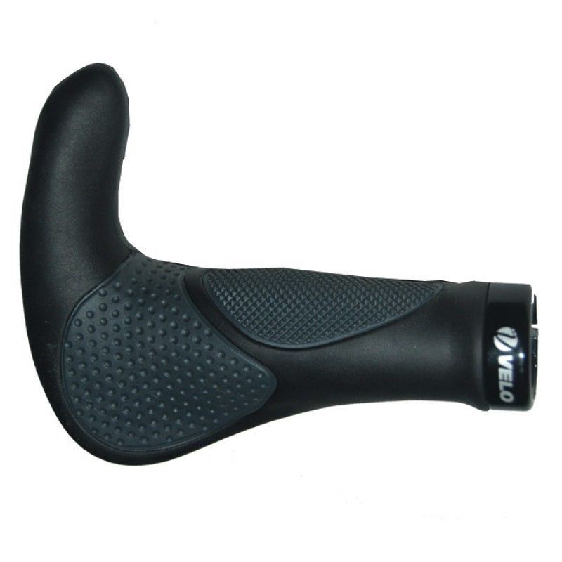 VELO MTB Bike Handlebar Grips 138mm with Bar Ends- Black x Grey