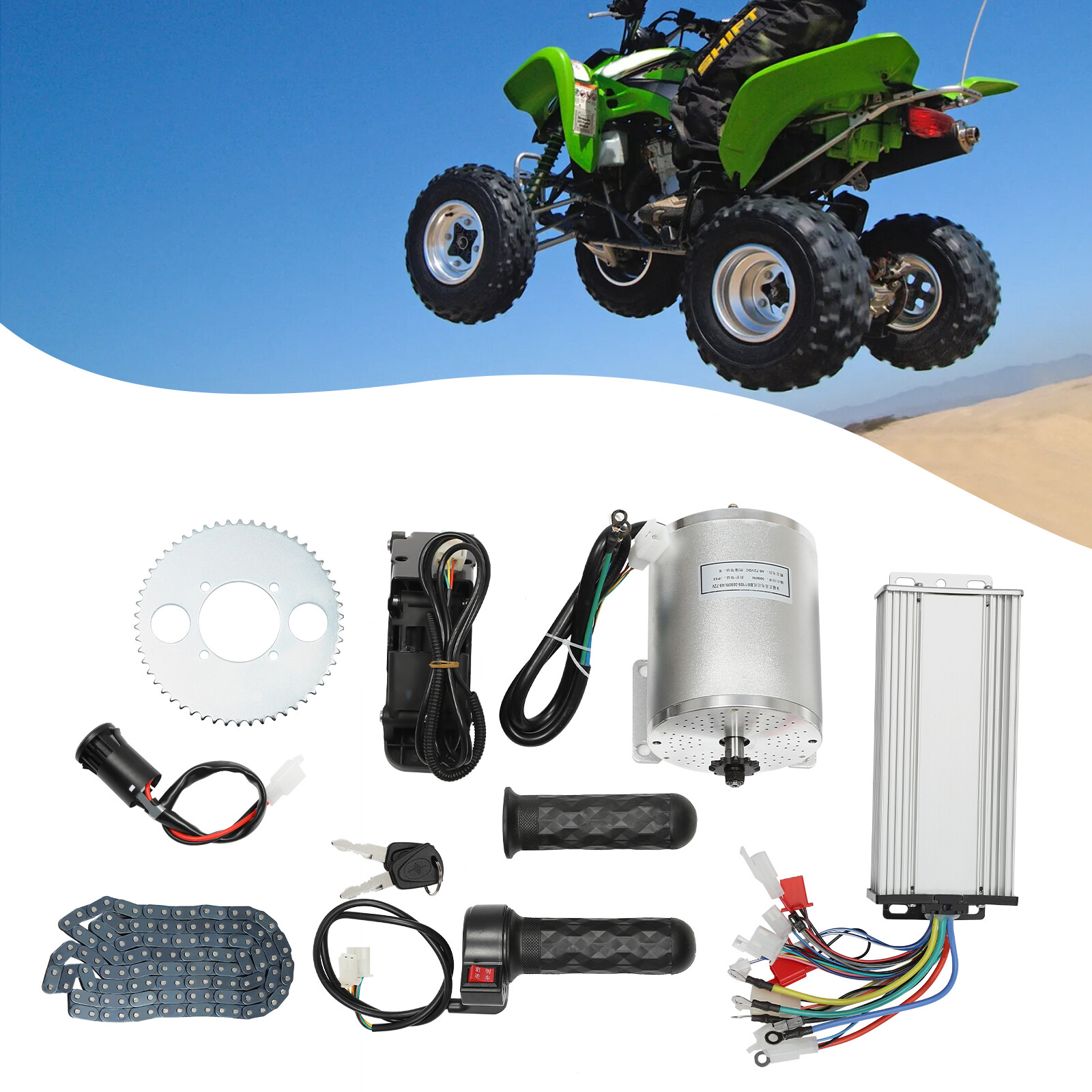 72V BLDC Motor Kit And Brushless Controller For Electric Scooter Go Kart 3000W
