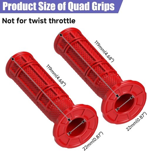 7/8 Handlebar Grips Rubber ATV Handle Grips Replacement for 350 420 Color: red