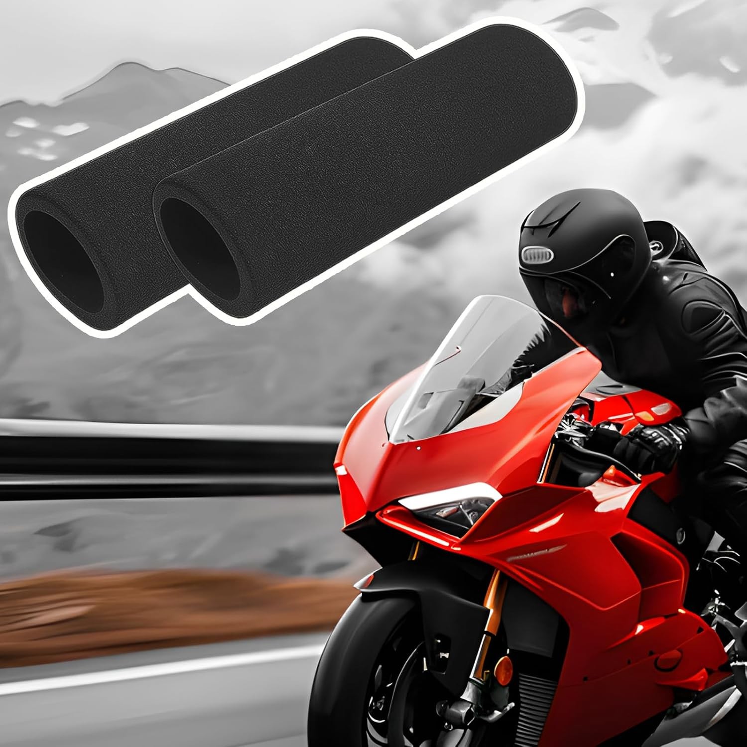 2 PCS Foam Handlebar Grips, Anti-Slip Motorcycle Bar Grip Comfortable Handle Cov