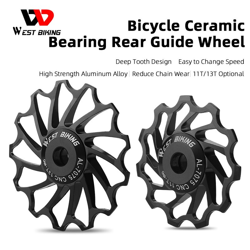 WEST BIKING Ceramic Rear Derailleur Pulley Bicycle 11T/13T Tension Pulley