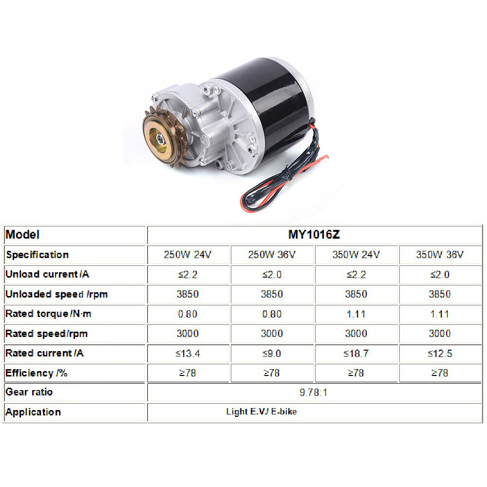 350W 36V Electric Bicycle Brush Motor Thumb W/ Freewheel E-Bike Conversion Kit