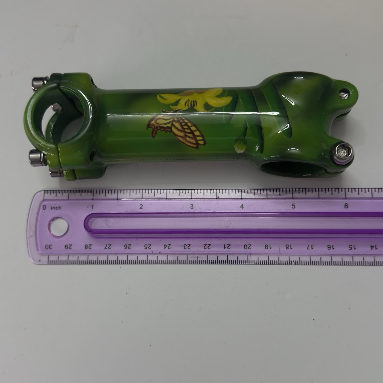 Vintage ITM Forged Lite Luxe stem 110mm Green Hand Painted Butterfly Gilt Wood B
