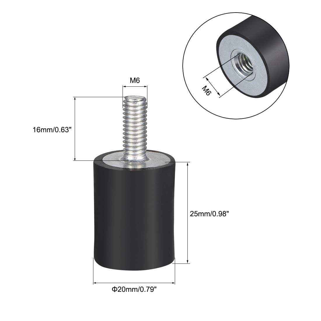 uxcell M6 Male Female Rubber Mounts,Vibration Isolators,Shock Absorber 20mm…