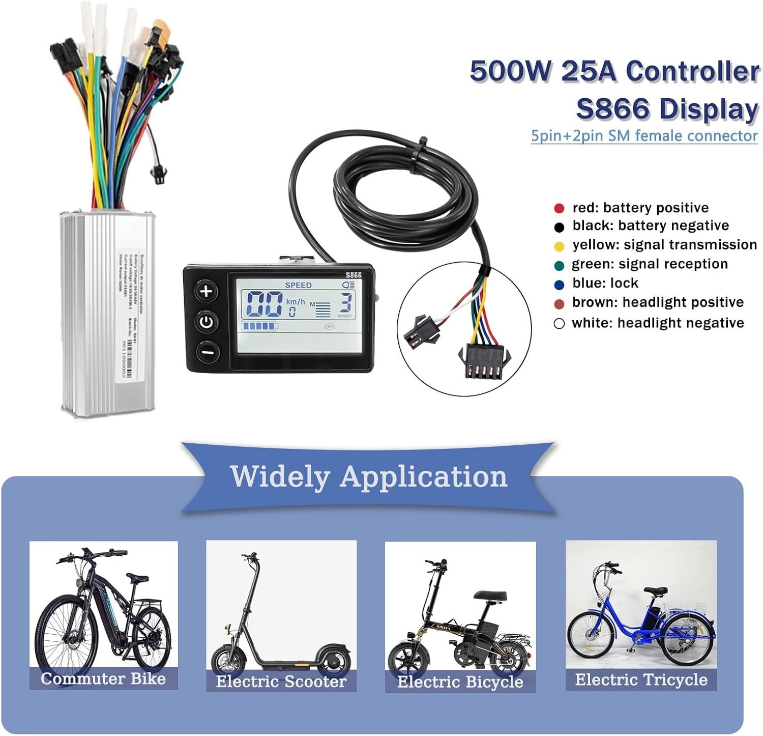 Durable 500W Brushless Ebike Controller with Waterproof LCD Display – 25A Power