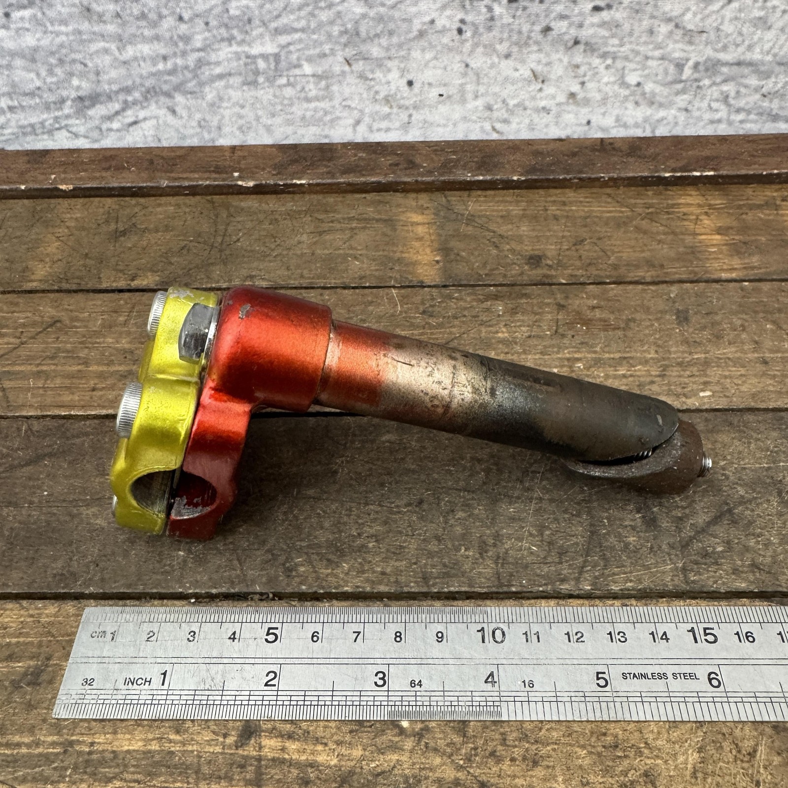 Vintage BMX Quill Stem Neck 21mm Red Yellow Painted Old School 70s 80s