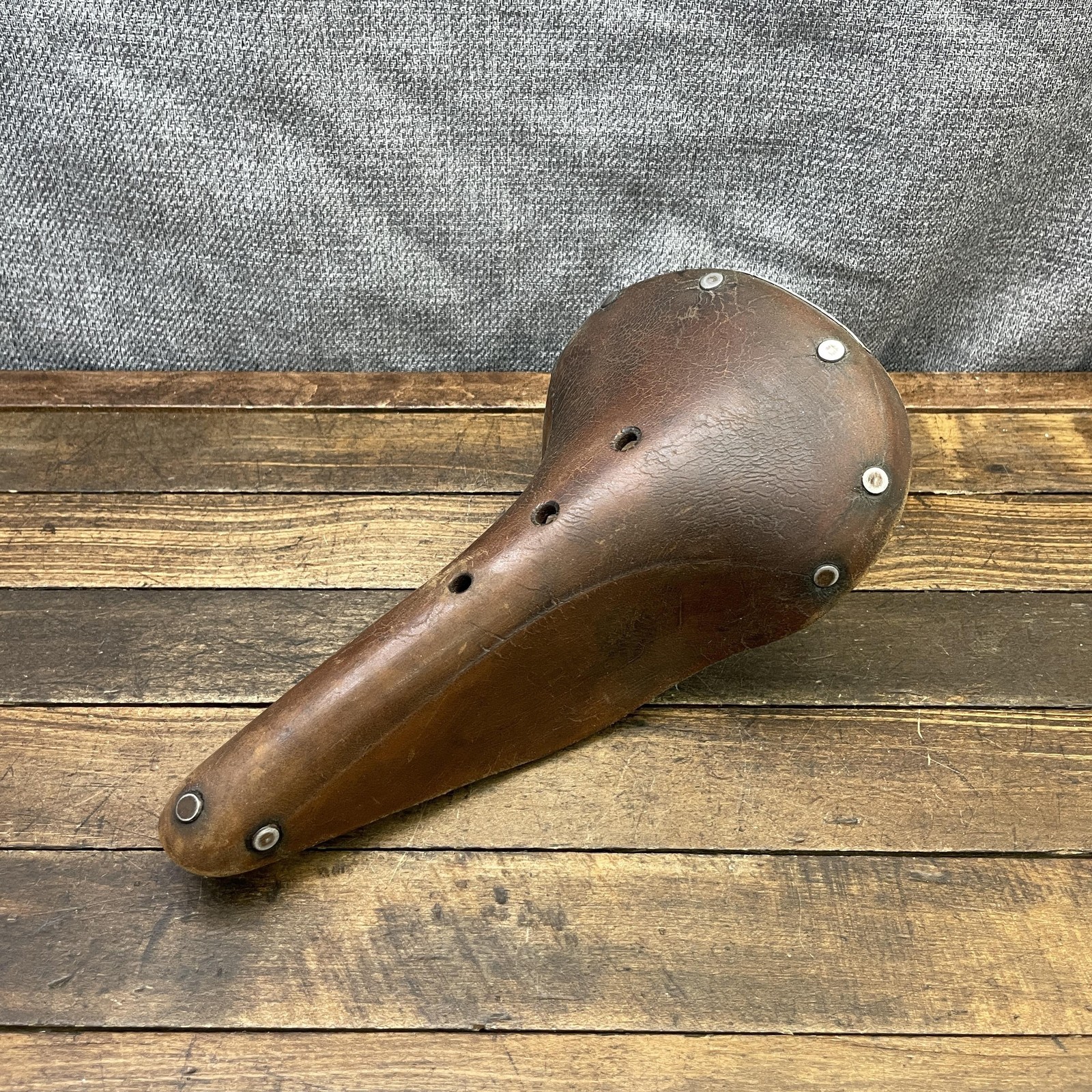 Vintage Brooks Leather Saddle Seat Brown England Road Racing Klunker Bicycle